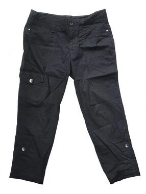 DKNY Classic Relaxed Fit Black Cotton Cargo Pants Pockets Women's Size 8
